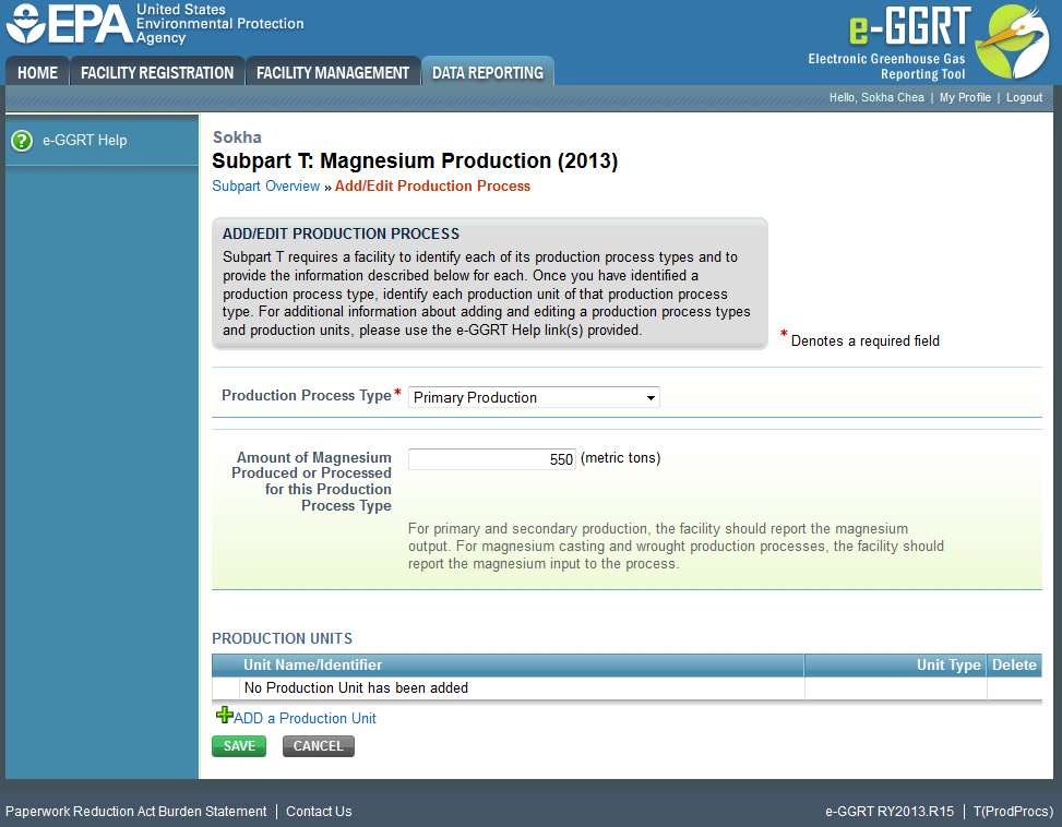 Subpart T: Step 2 - Click the SAVE button